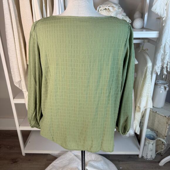 Women's green peasant blouse Plus sz. 2X soft Prairie core peasant #4434 - Picture 4 of 7